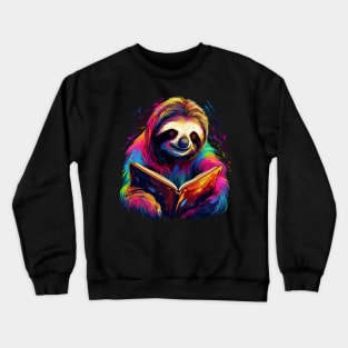 Sloth Reads Book Crewneck Sweatshirt